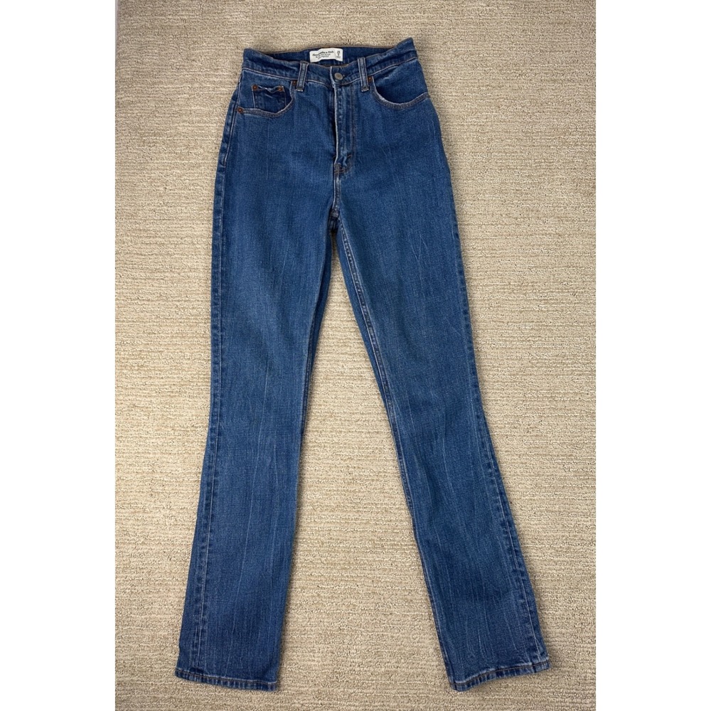 Abercrombie & Fitch Curve Love 90s Slim Straight Ultra High Rise Jeans Blue 25 0